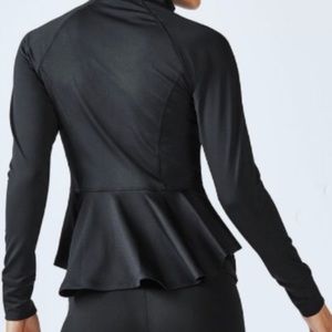 Fabletics Black Jacket with ruffled back
